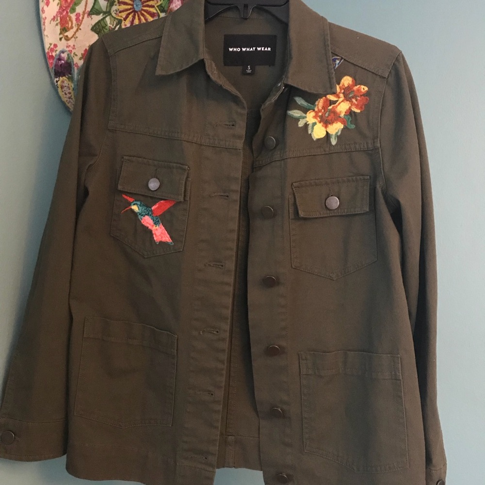 Who What Wear Green Button Up Cargo Jacket